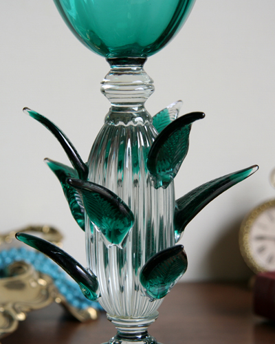 イタリア製、ムラノガラス花瓶（グリーン）｜インテリア小物｜輸入家具 