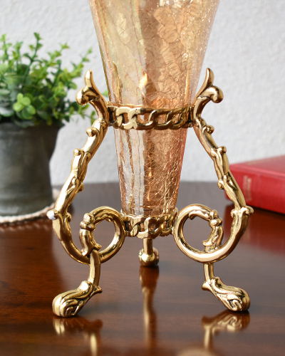 アンバーガラスと真鍮のクラシカルな花瓶｜インテリア小物｜輸入家具の 