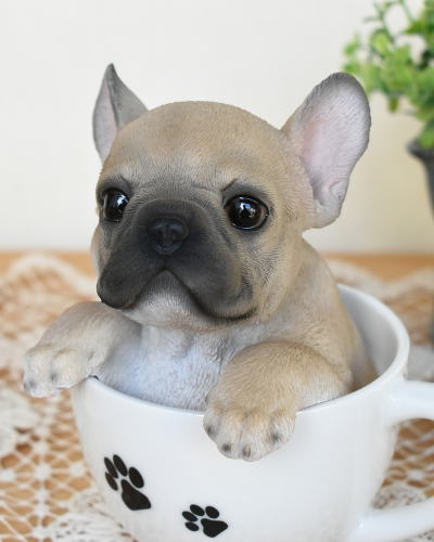 コーヒーカップに入ったフレンチブルドッグの子犬の置物 インテリア小物 輸入家具の専門店 アピタス